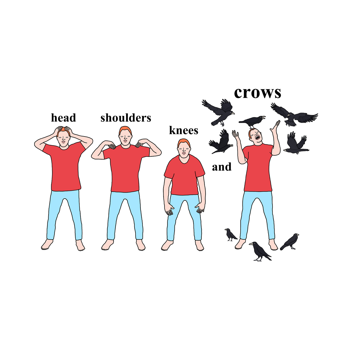 heads shoulders knees and crows t shirt