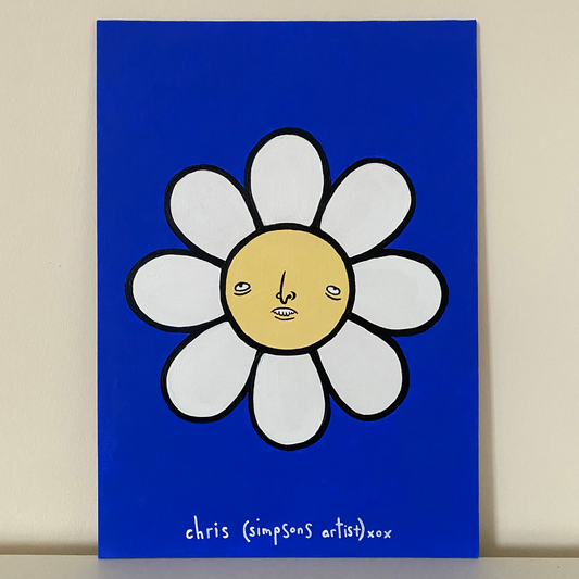 daisy on blue - painting